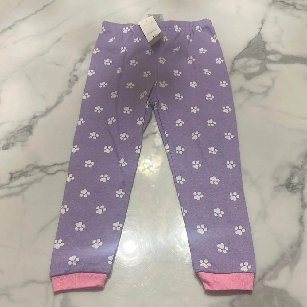 Purple Pajama Pants with White Paw Prints